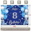 2D Glitzer Blau Alles Gute zum 8. Geburtstag Hintergrund Banner für Kinder Partyzubehör