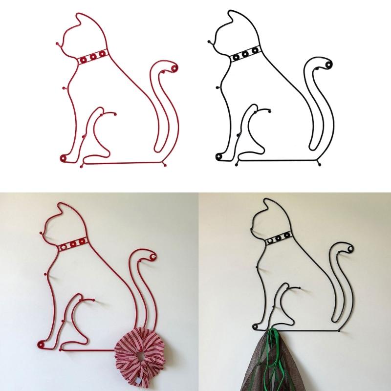Retro Cartoon Cats Wall Hook Minimalist Design For Home Decors Functional To Hanging Clothes Hats And Bags Durable Iron Materials Suitable For Various