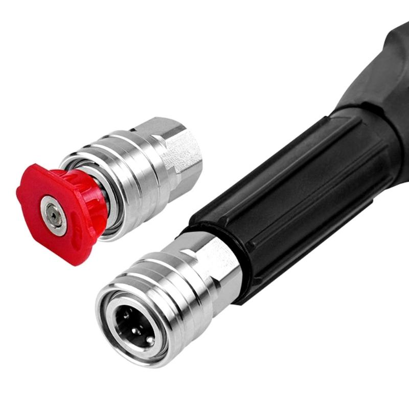 Pressure Washer Adapter Stainless Steel 1/4 High Pressure Washer Quick Connector Pipe Hose Adapter