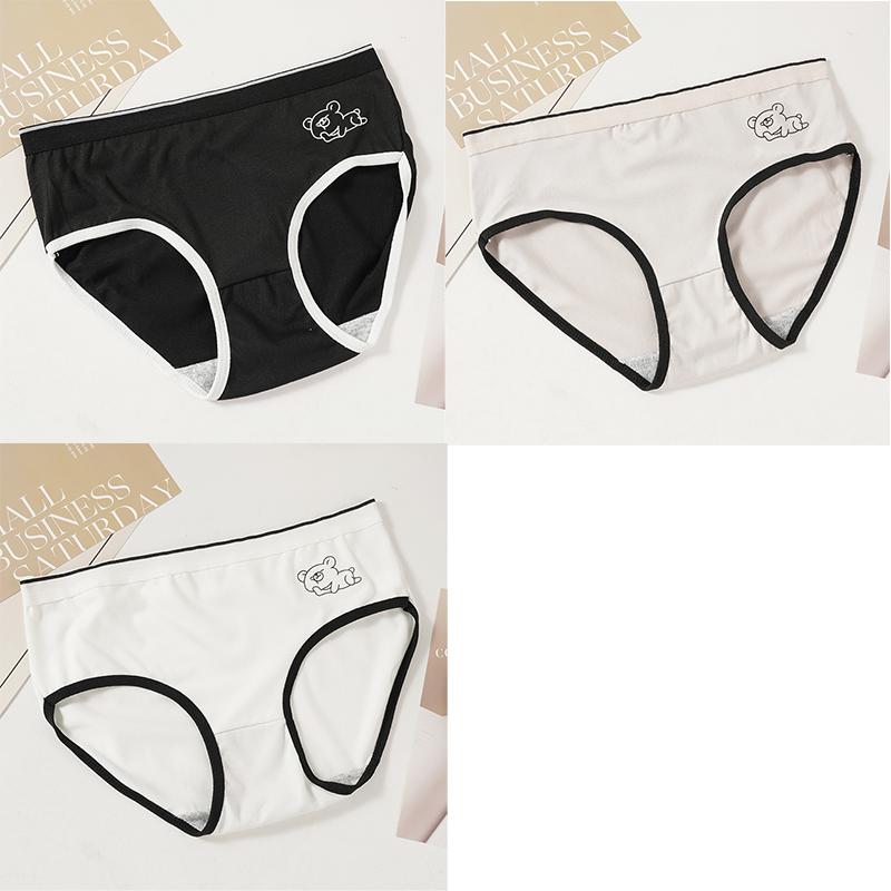 1/3 Stuks Dames Beer Mid-rise Naadloos Comfort Driehoek Broek Ademend Antibacterieel Ondergoed