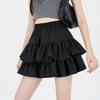 Women's Black Puff Cake A-Line Skirt - High Waist, Anti-Exposure, Slim Fit, Short Summer Skirt