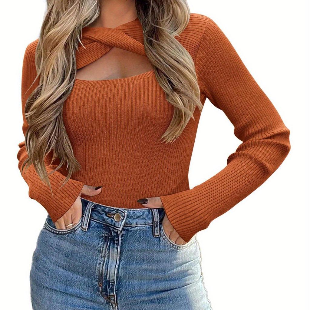 Asymmetrical Hollow Twist Knit Sweater
