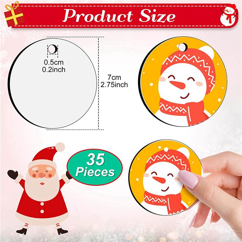 VOFUN-105 Pieces Sublimation Ornament Blanks, Round Blank Sublimation Ornaments Sublimation For Christmas Tree, DIY Handmade