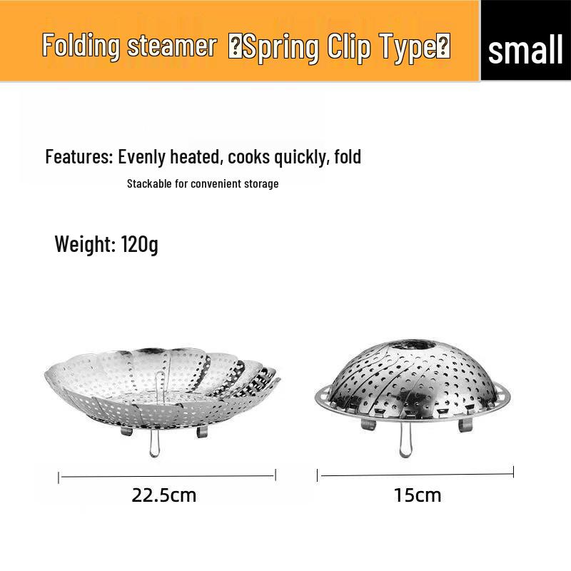 Stainless Steel Double-Layer Steamer Basket: Multi-Functional Retractable Folding Rack for Kitchen & Fruit