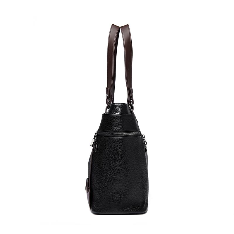 Women Vintage Faux Leather Tote Shoulder Bag, Large Capacity Commute Handbag with Detachable Crossbody Strap, Multi Zipper Pockets Retro Daily Travel