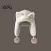 Outdoor Activity Thermal Cap Women Trapper Hat with Ear Flaps Cute Fox Ears Fleece Lined Winter Hat Warm Fuzzy Windproof for Cold Weather Walking