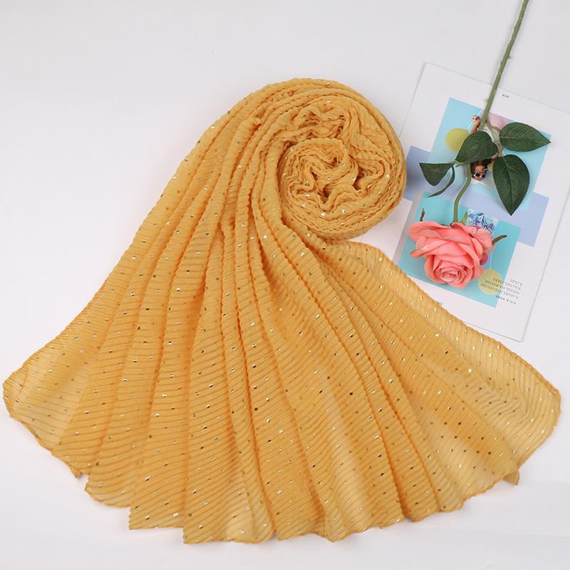 New Pleated Polka Dot Hijab Scarf Women Shimmer Ripple Shawls Muslim Glitter Shawl Wraps Stretchy Headband Scarves Soft Pashmina