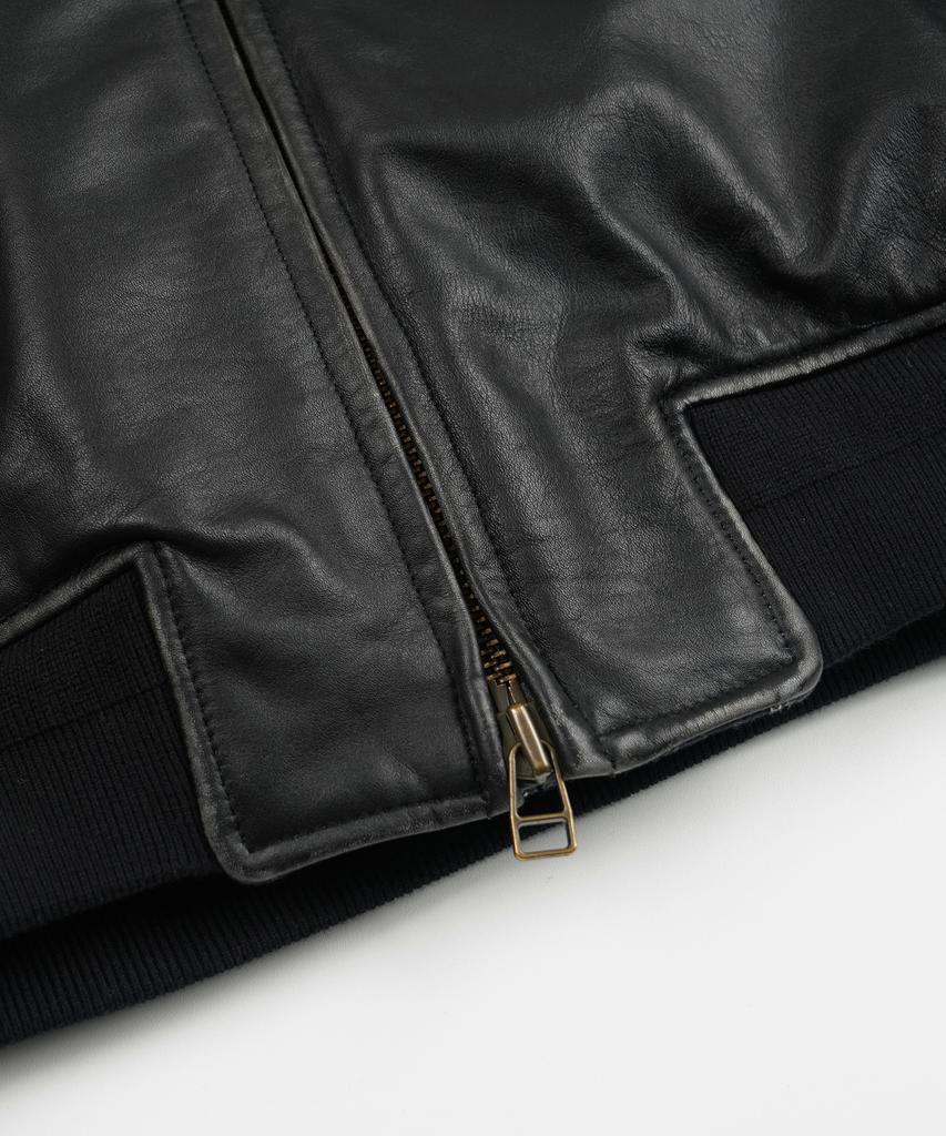 FRIZMWORKS Patina Cowhide Tanker Jacket _ Washed Black