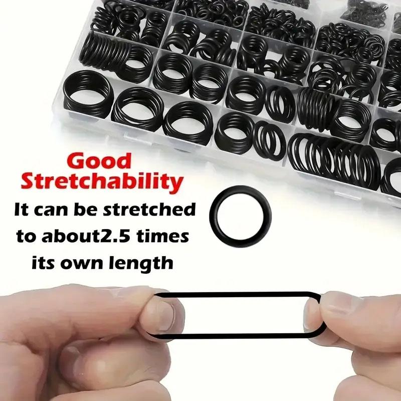 200pcs 15 Sizes O Rings Rubber O Ring Seal NBR Black Sealing O-rings Nitrile Washer Rubber O-ring Set Assortment Kit Set Box-.-