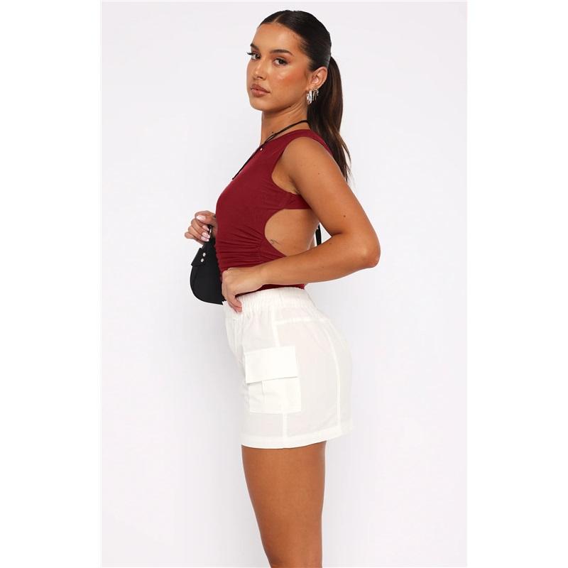 Damen Einfarbig Sexy Rückenfrei Crop Kurzarm T-Shirt Lässig Rundhals Enthüllendes Crop Top Stilvolle Damenbekleidung