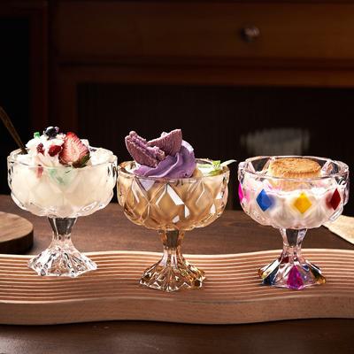 300ml Glass Ice Cream Cup Ins Style Dessert Yogurt Cups Hand Painted Goblet Fruit Pudding Salad Bowl Juice Milk Shake Cup
