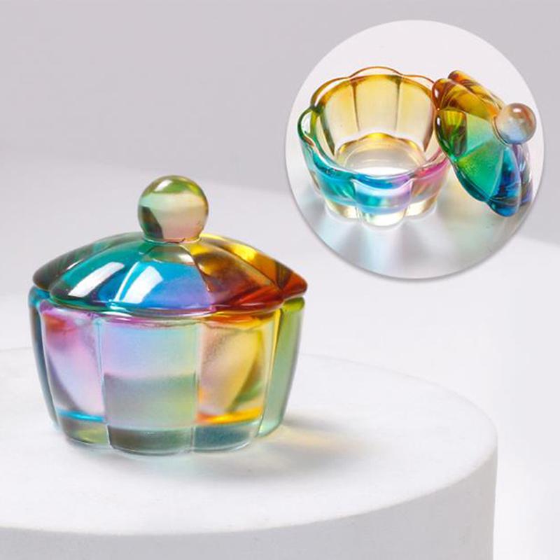 Nail Art Brushing Washing Cup Glass Cup With Lid Bowl Manicure Equipment