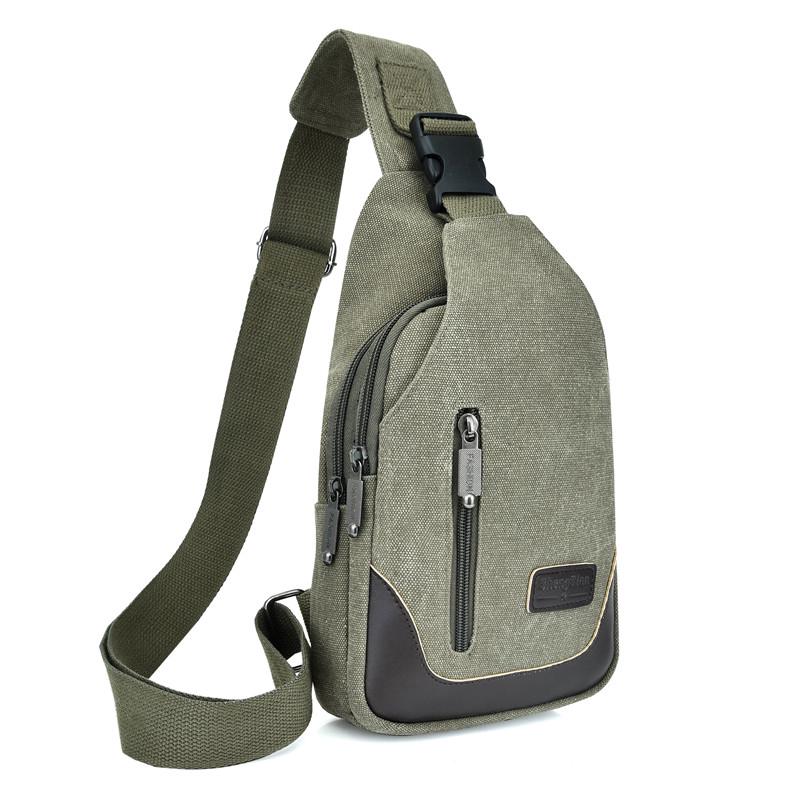 Men's Korean-Style Canvas Crossbody Chest Bag - Trendy Casual Small Shoulder Backpack