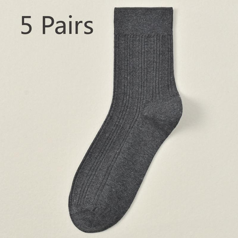 5 Pairs of Male Spring and Autumn High Grade Comfortable Cotton Sweat Absorbing Breathable Deodorizing Socks
