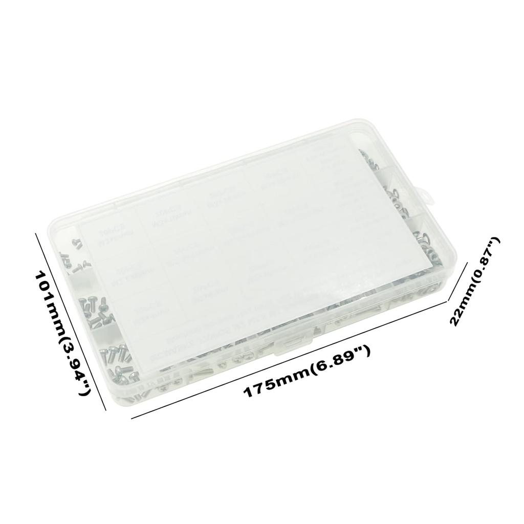 720PCS M2 M2.5 M3 Stainless Steel Phillips Pan Head Machine Screws Nuts Flat Washers Assortment Kit