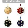 Christmas Tree Ornament Ball with Fabric, Trim Pattern and Ribbon Loop for Home Display Scenes and Seasonal Room Use
