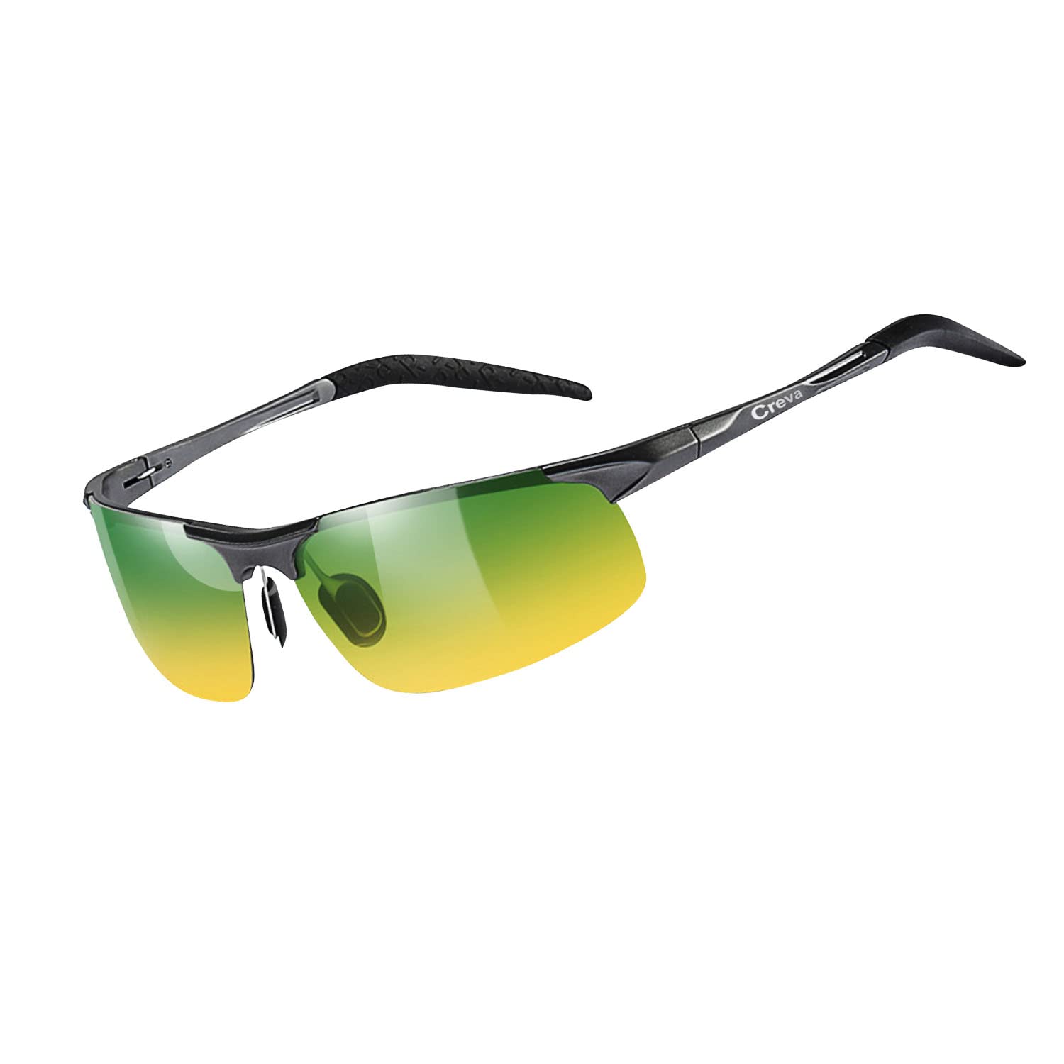 

Creva Lightweight Polarized Sports Sunglasses with Alloy and UV Protection Frame with Green Men s AL-MG (Gunmetal Lenses)