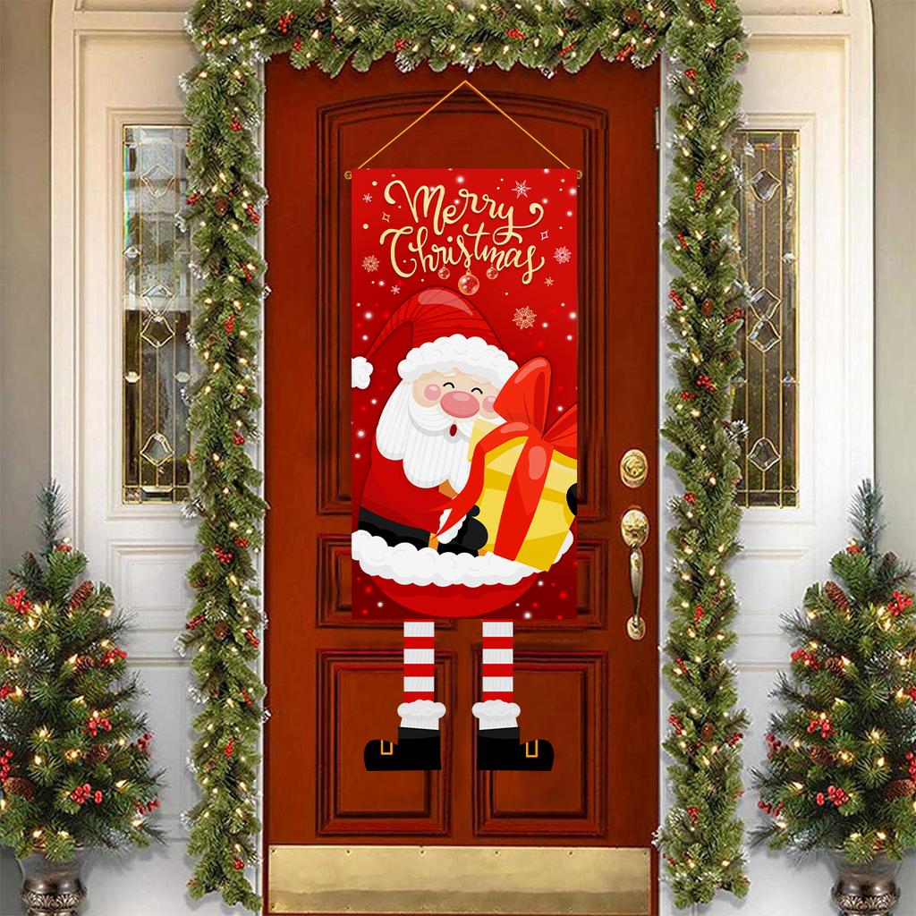 Christmas Santa Claus Hanging Flag Navidad Natal Noel Tree Door Banner Christmas Decorations For Home 2025 Happy New Year 2026