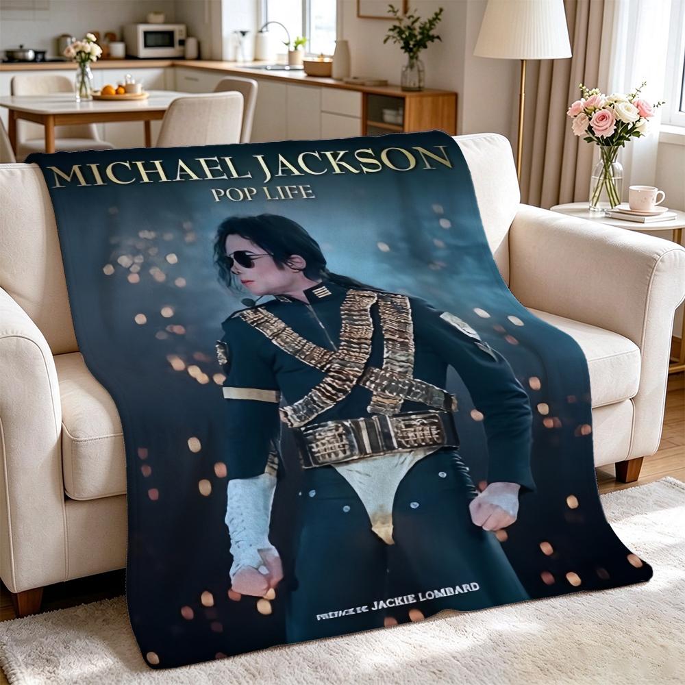 Michael Jackson Pop Theme Printed Blanket Warm Comfortable Fleece Blanket For Camping Travel Home Decor Holiday Gift
