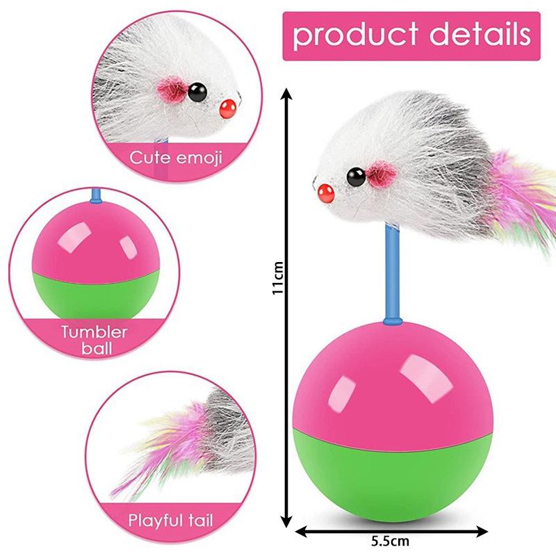 Pet Cat Toy Set, Mouse Untoppling Doll, Self-entertaining Cat Toy Stick, Mini Cat Supplies for Stress Relief