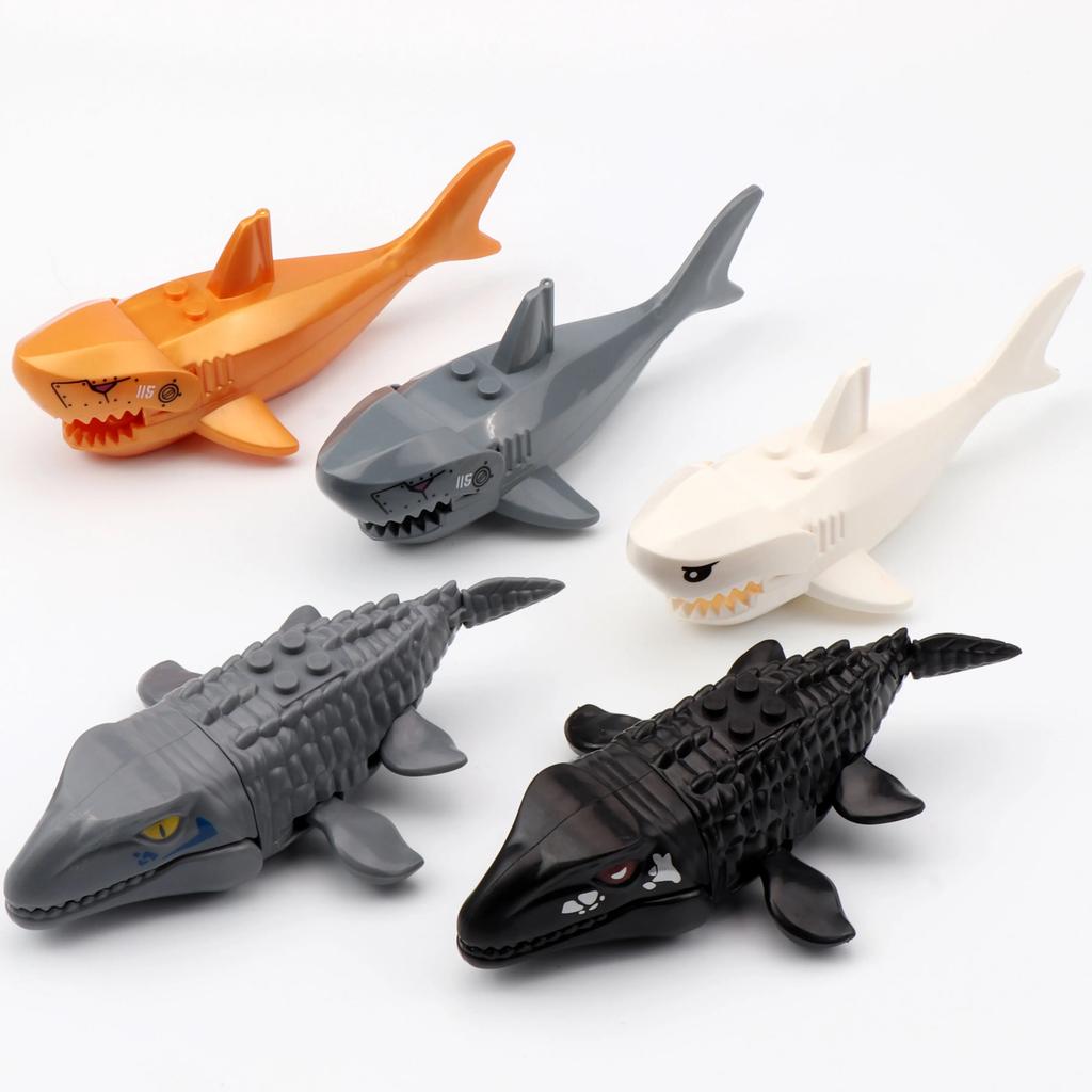 Sea World Animals Adventure Mosasaurus Plesiosaurus Hai Modell Byggeklosser Enlighten Actionfigur Klosser Leker For Barn
