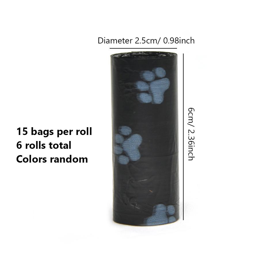 6 Rolls Printed Pet Poop Bags, Dog & Cat Waste Bags for Outdoor Cleanup, Disposable Leak-Proof Pickup Bags