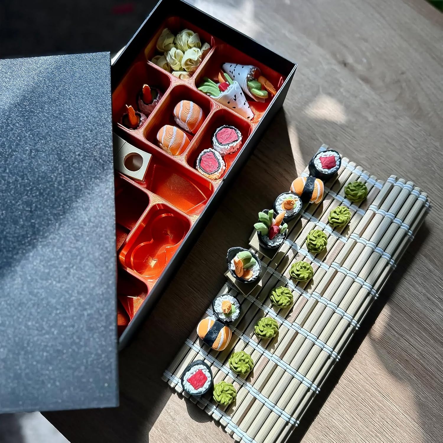 

Sushi Chess Set - 3D Printed Sushi Themed Board Game with Folding Board United States