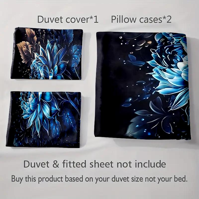 Blue floral artwork. Bedding Duvet cover sets Duvet covers Pillowcases gifts (1 * Duvet Cover 2 * Pillowcases, without duvet insert)