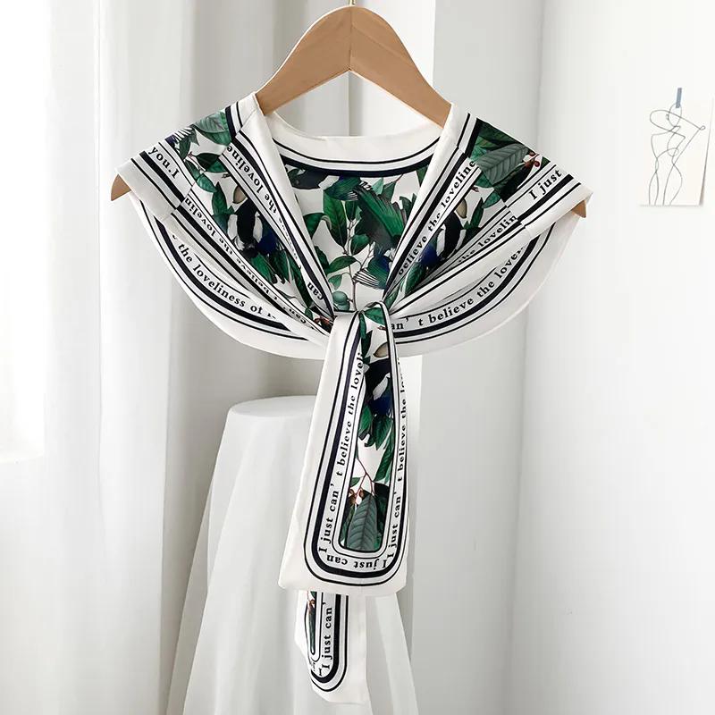 

WTEMPO Весна Лето Универсальные Печатные Мягкие Шелковые Шарфы Ретро Элегантные Модные Женские Повседневные Уличные Солнцезащитные Шарфы Можно Съемные 1pc зелёный