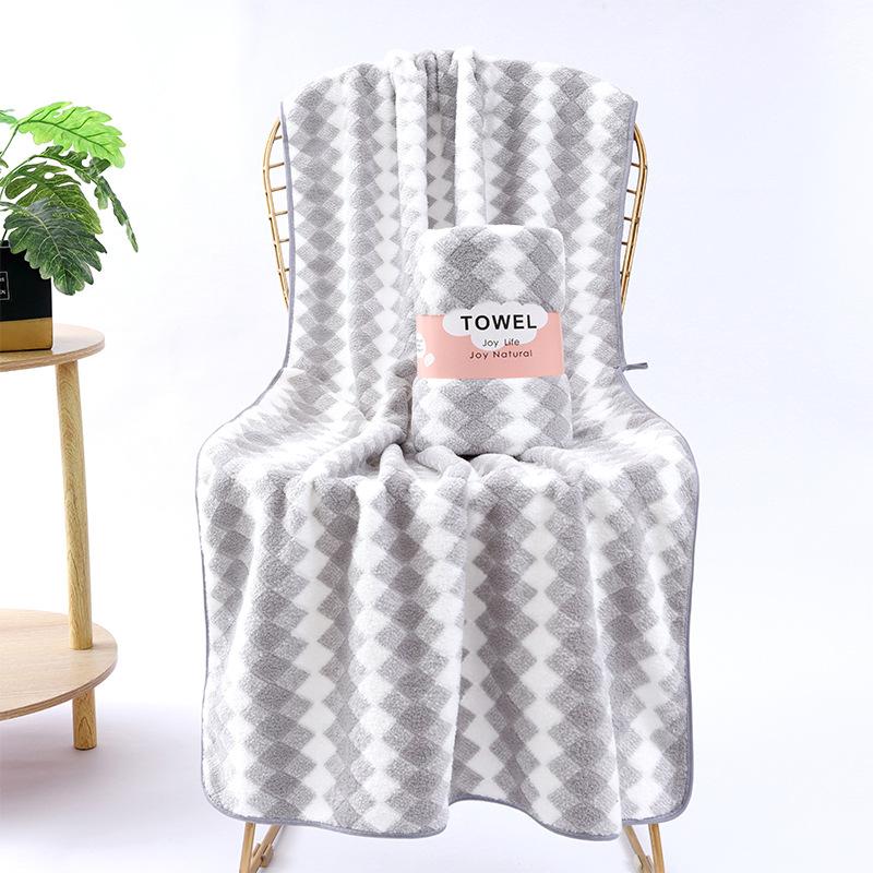 

Полотенце банное вафельное из кораллового флиса с катионной обработкой, быстросохнущее, утолщенное, в полоску, трикотажное основовязаное, с ананасовой сеткой, домашнее, детское, впитывающее, большое 35 * 75 hemming naked towel