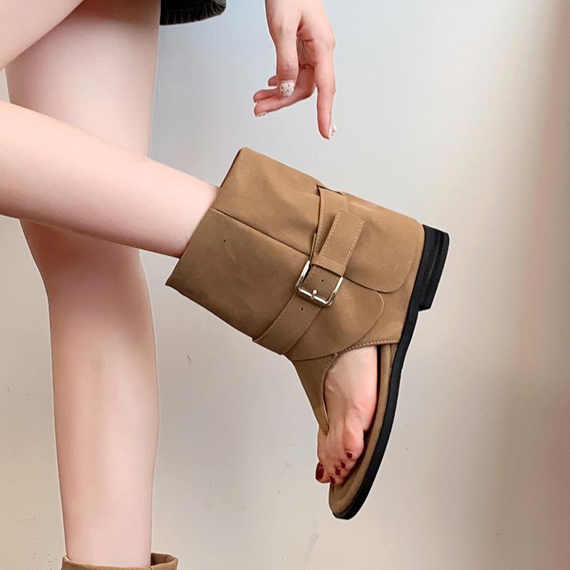 Retro Open-toed Cool Boots Fashionable Versatile Toe Inner Heightening Trouser Boots 2025 Summer Thin Roman Boots