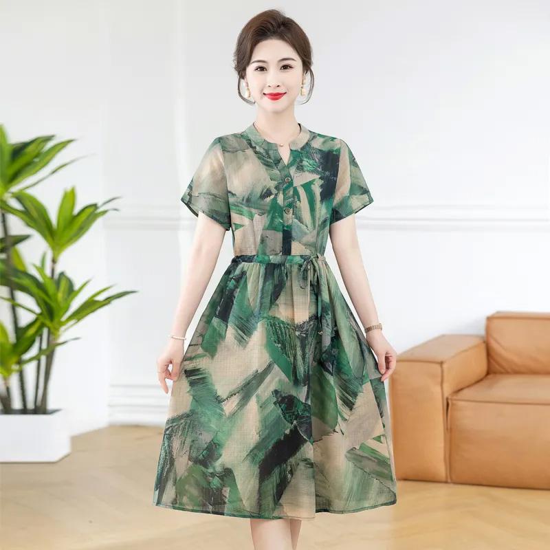 Sukně pro ženu Léto Nadměrná velikost Volná Květinová Vintage Sukně Ležérní Tištěná Měkké Dlouhé Dovolenkové Šaty