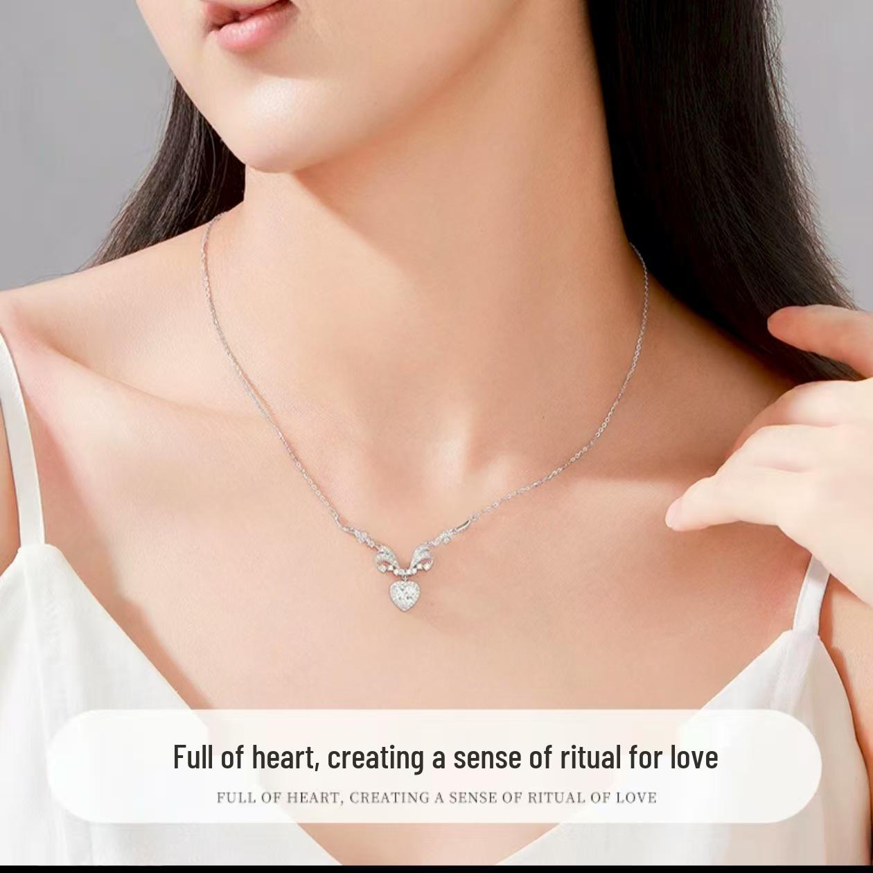 Princess-Style S925 Sterling Silver Heart Pendant Necklace - Elegant & Luxurious Design 925 Silver