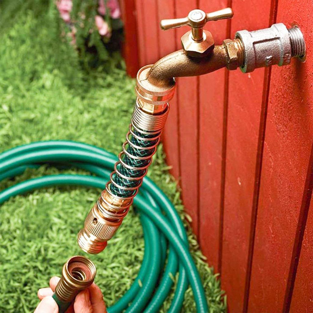 3/4" Garden Hose Anti‑Kink Spring Protector Brass Connector Male Female Thread Water Pipe Extension Faucet Adapter Fittings 1Pc