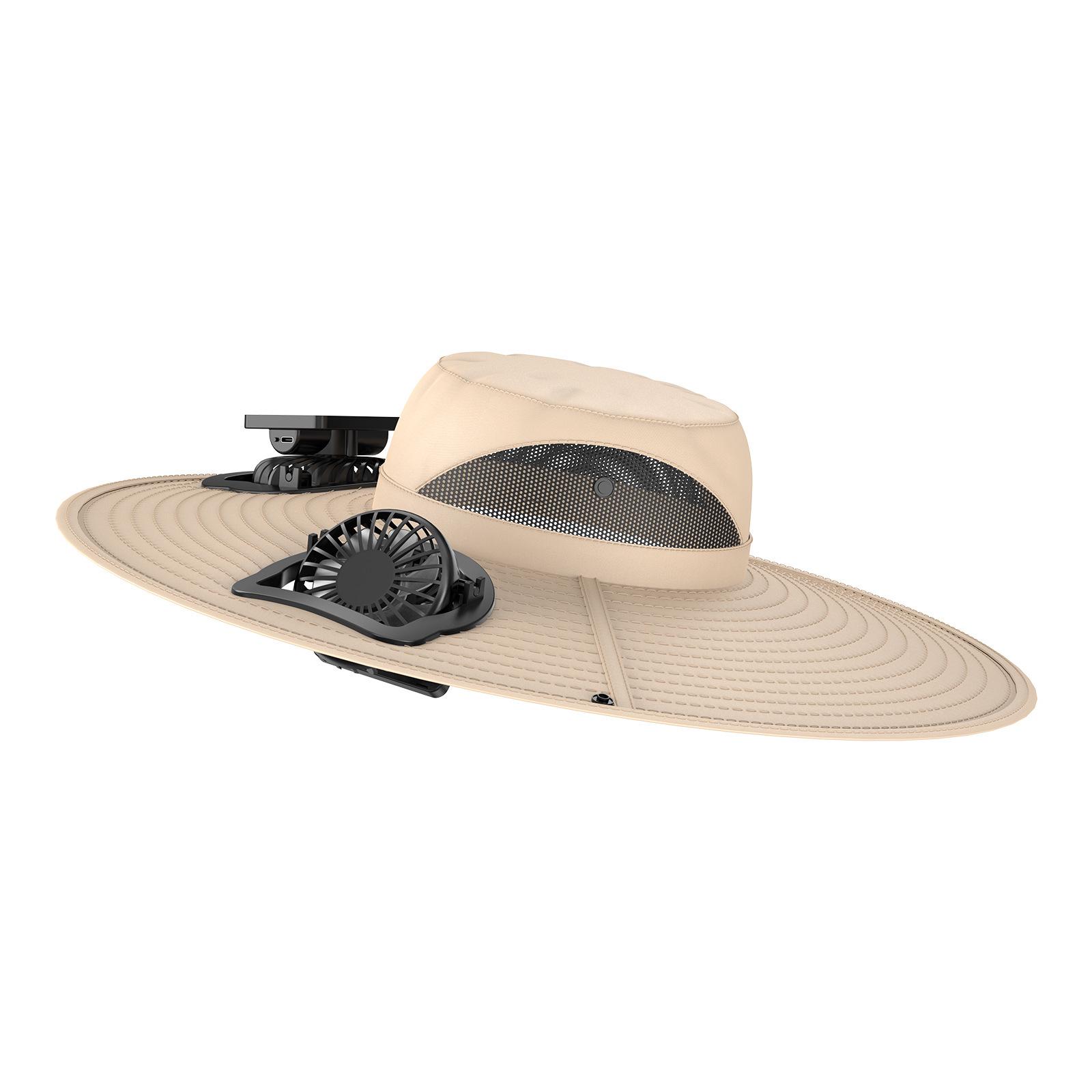 

New Men s Rechargeable UV Protection Hiking Hat with Dual Air Fan 50-60-15cm брудно-білий