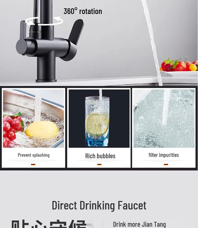 All-Copper Dual-Use Pull-Out Kitchen Faucet with Hot/Cold & Water Purifier