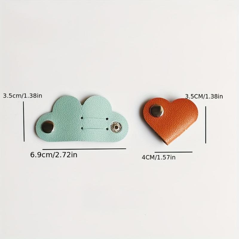 5/10Pcs Heart-Shaped Faux Leather Headphone Cable Winder, Data Cable Organizer, Cable Management Clip, Heart-Shaped Cable Winder