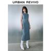 UR Women's Retro Back Slit Sleeveless Denim Dress