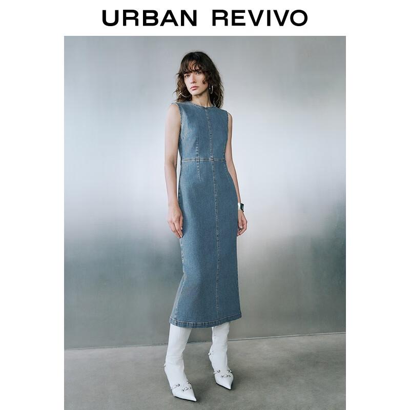 

UR Women s Retro A-Line Sleeveless Denim Dress with Back Slit XL