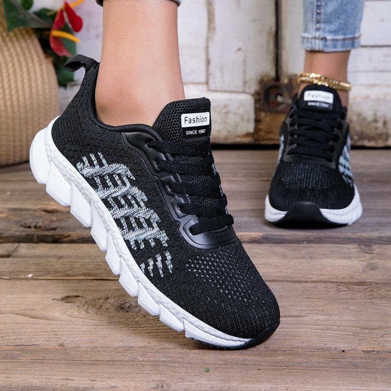 Women Sneakers All-match Light Flying-Woven Sport Running Shoes Cushion Gym Fashion Shoes Non Slip Casual Walking Tennis Shoes