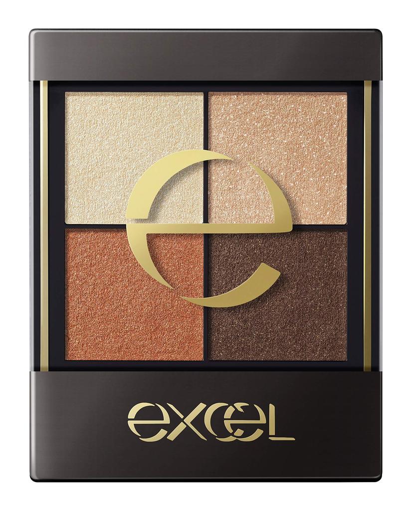 Excel Real Close Shadow CS01 (Terracotta Bootie) Palette Eyeshadow, 4-Color Eyeshadow Palette, 3 Textures (Gloss, Glitter, Matte)