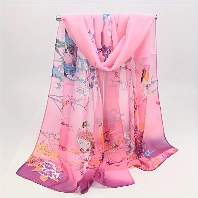 

Fashion Printed Floral Chiffon Hijab Scarf Women Pareo Lady Bandanas Beach Towels Summer Muslim Veil Wrap Female Foulard
