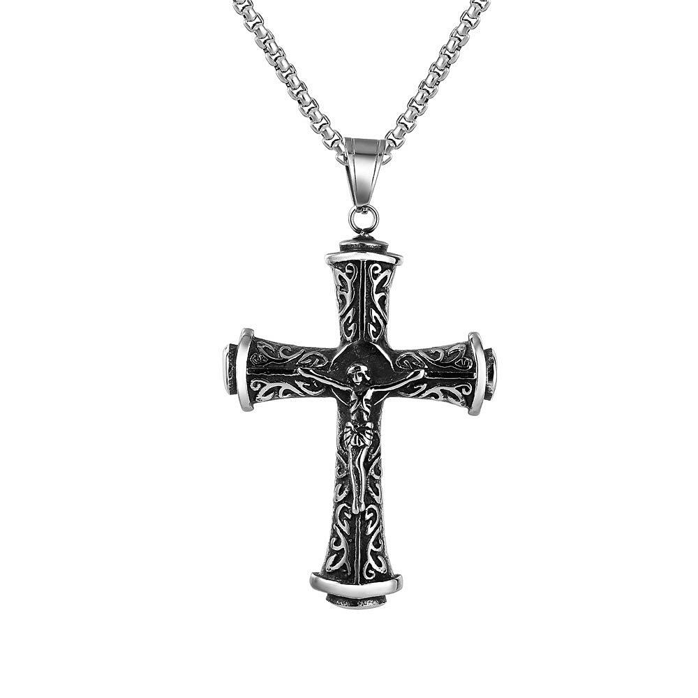 Vintage Egyptian Patron Anubis Eye of Horus Cross Stainless Steel Necklace Pendant Men's Dominic Toretto Cross Necklace Jewelry