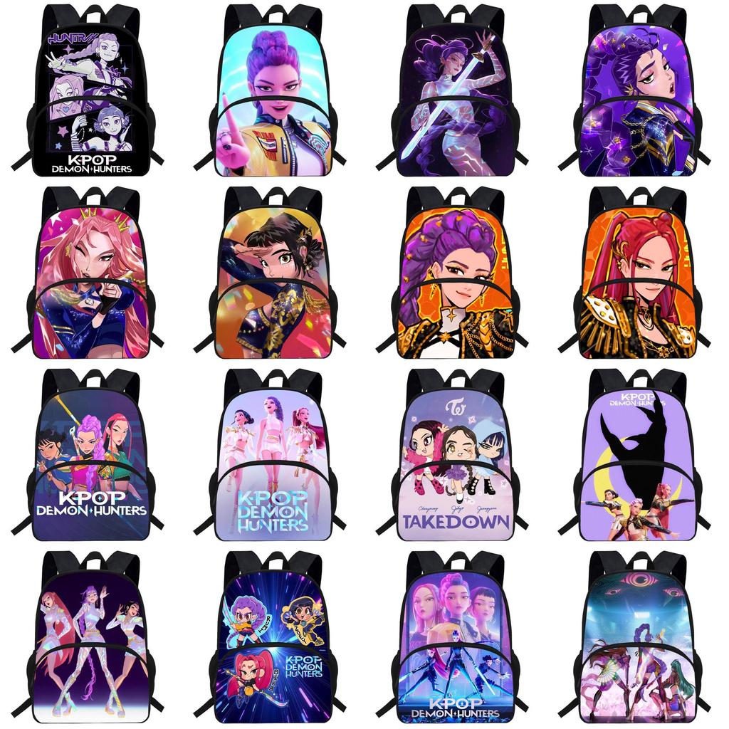 Kpop Demon Hunters Cartoon School Backpack With Durable Oxford Material And Antishock Design For Elementary Students