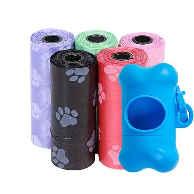 Pet Poop Bags Disposable Dog Waste Bags, Bulk Poop Bags with Leash Clip and Bone Bag Dispenser  Bags with Paw Prints