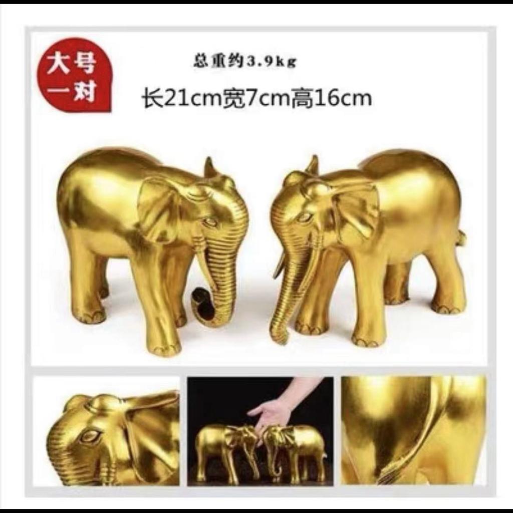 Brass Ornaments Pair Copper Water Absorbing Elephant Entrance TV Cabinet Decoration Housewarming New Home Open