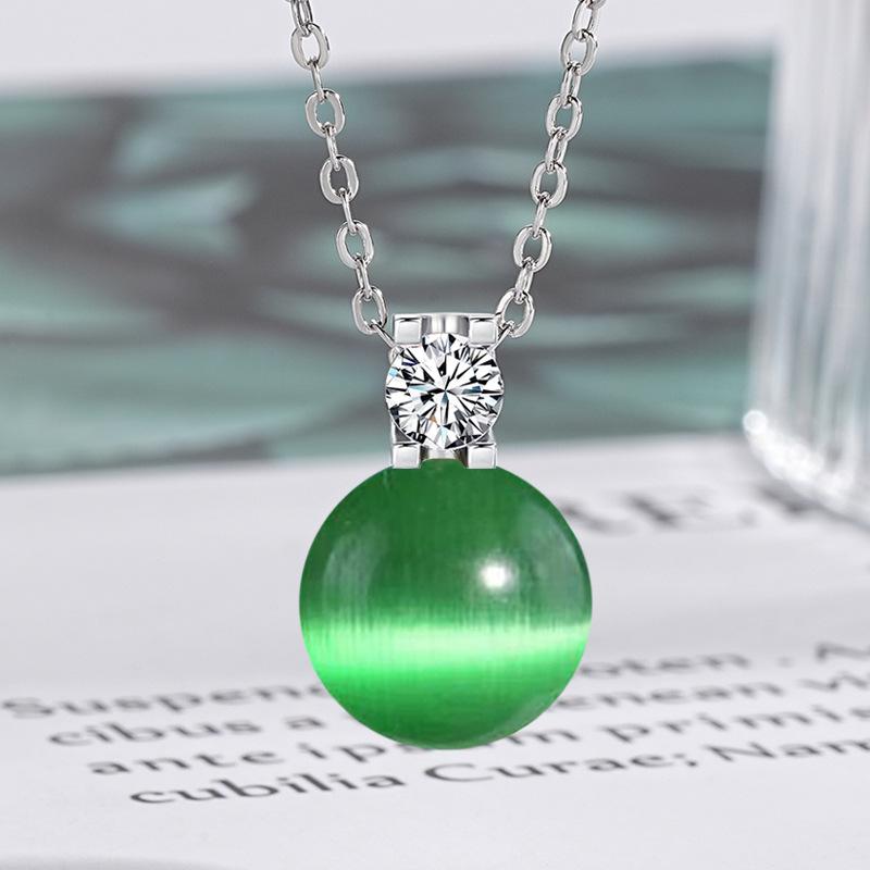 Zirkon Katzenaugenstein Anhänger Schlüsselbeinkette für Frauen