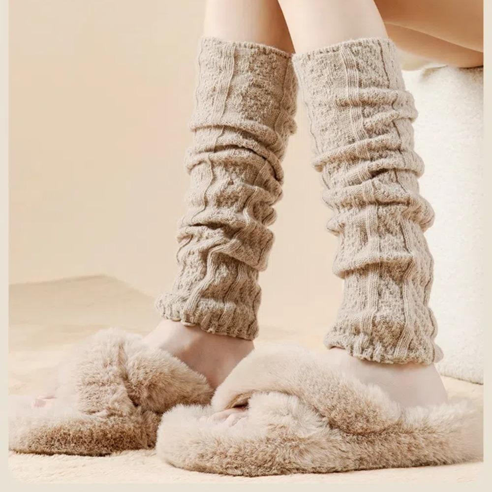 Solid Color Knitted Leg Warmers Y2K Women's Leg Socks New Boot Cuffs Leggings  Winter