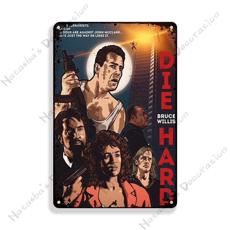 American Movie Die Hard Metal Signs Retro Metal Tin Sign Garage Man Cave Wall Decor Retro Metal Signs Vintage Industrial Decor