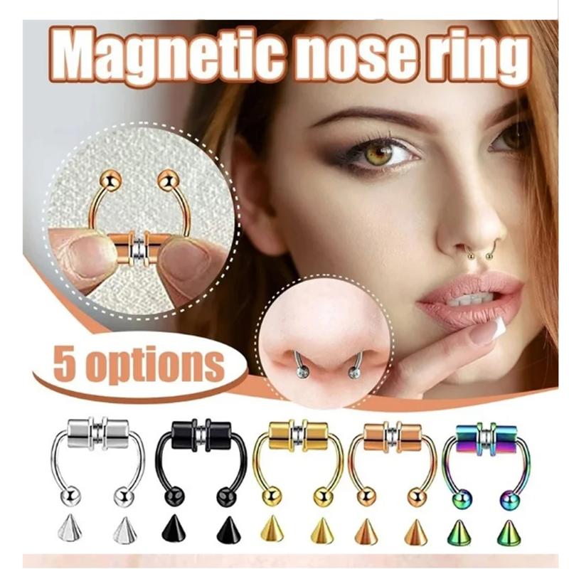 Magnetic Horseshoe Nose Rings, 316L Stainless Steel, Faux Septum Rings, Fake Piercing, Clip on, Hoop Rings, Gift for Women, Girl
